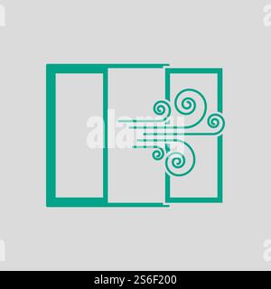 Room Ventilation Icon. Green on Gray Background. Vector Illustration. Stock Vector