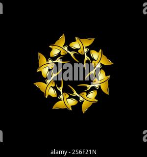 gold flying fish logo vector icon design template Stock Vector