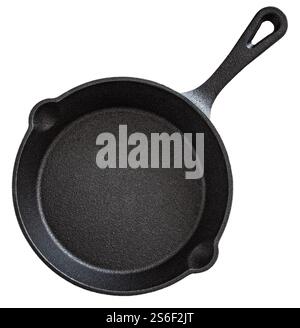 Cast iron skillet isolated on white background Stock Photo