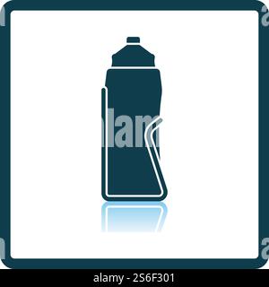 Bike Bottle Cages Icon. Square Shadow Reflection Design. Vector Illustration. Stock Vector