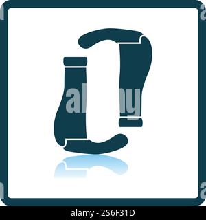 Bike Grips Icon. Square Shadow Reflection Design. Vector Illustration. Stock Vector