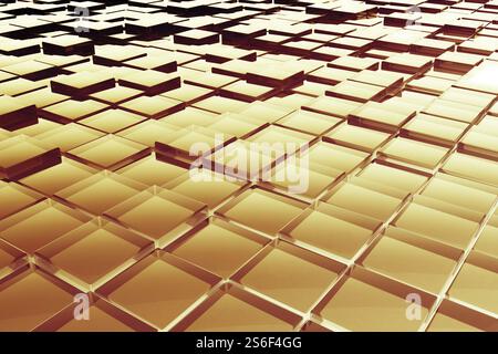 A nice abstract yellow glass cubes background 3d illustration Stock Photo