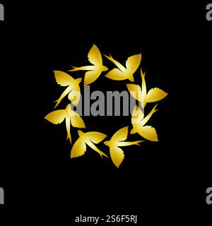 gold flying fish logo vector icon design template Stock Vector
