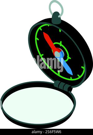 Hunting compass icon. Isometric of hunting compass vector icon for web design isolated on white background. Hunting compass icon, isometric style Stock Vector