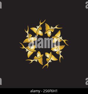 gold flying fish logo vector icon design template Stock Vector