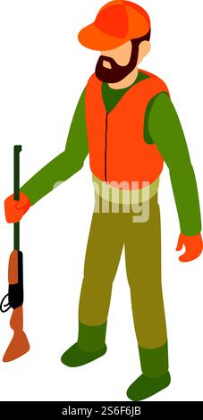 Hunter icon. Isometric of hunter vector icon for web design isolated on white background. Hunter icon, isometric style Stock Vector