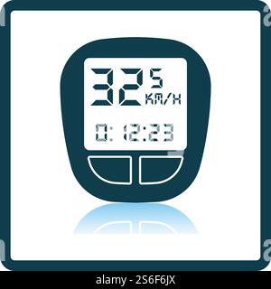 Bike Computer Icon. Square Shadow Reflection Design. Vector Illustration. Stock Vector