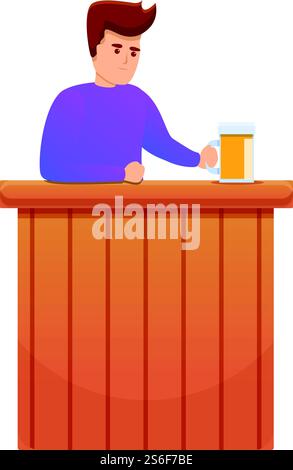 Barmen with beer mug icon. Cartoon of barmen with beer mug vector icon for web design isolated on white background. Barmen with beer mug icon, cartoon style Stock Vector