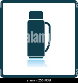 Alpinist Vacuum Flask Icon. Square Shadow Reflection Design. Vector Illustration. Stock Vector
