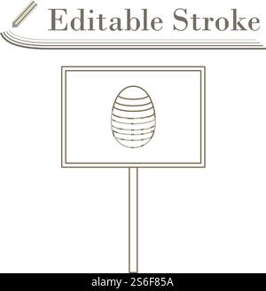 Easter Pointer With Egg Icon. Editable Stroke Simple Design. Vector Illustration. Stock Vector