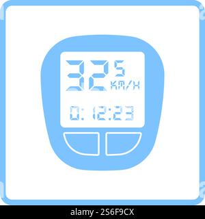 Bike Computer Icon. Blue Frame Design. Vector Illustration. Stock Vector