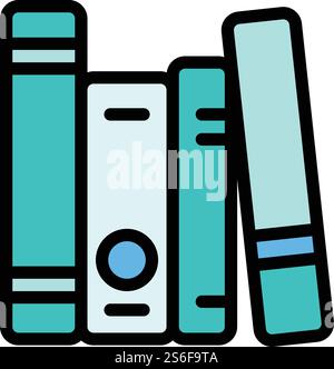 Interactive learning book stack icon. Outline interactive learning book stack vector icon for web design isolated on white background. Interactive learning book stack icon, outline style Stock Vector
