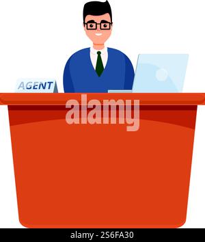 Desktop agent icon. Cartoon of desktop agent vector icon for web design isolated on white background. Desktop agent icon, cartoon style Stock Vector