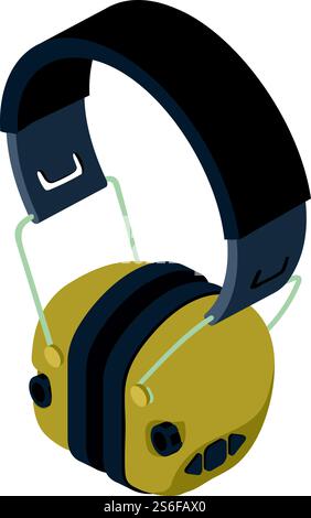 Hunting headphones icon. Isometric of hunting headphones vector icon for web design isolated on white background. Hunting headphones icon, isometric style Stock Vector