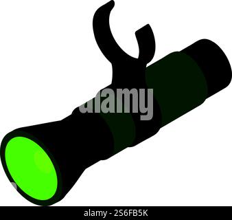 Hunting rifle flashlight icon. Isometric of hunting rifle flashlight vector icon for web design isolated on white background. Hunting rifle flashlight icon, isometric style Stock Vector