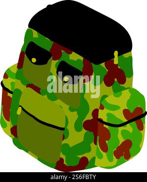 Hunting backpack icon. Isometric of hunting backpack vector icon for web design isolated on white background. Hunting backpack icon, isometric style Stock Vector