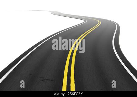 3d illustration of a winding road on a white background Stock Photo