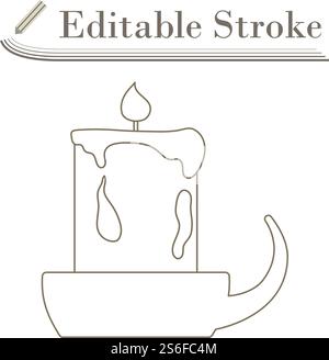 Candle In Candlestick Icon. Editable Stroke Simple Design. Vector Illustration. Stock Vector