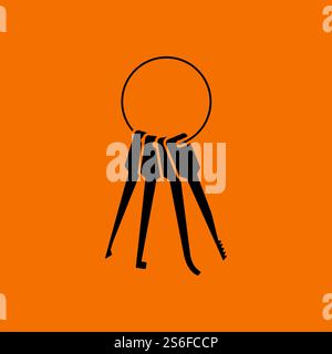 Lockpick Icon. Black on Orange Background. Vector Illustration. Stock Vector
