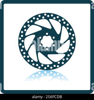 Bike Brake Disc Icon. Square Shadow Reflection Design. Vector Illustration. Stock Vector