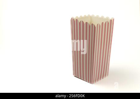 Empty popcorn package insulated on white background and copy space Stock Photo