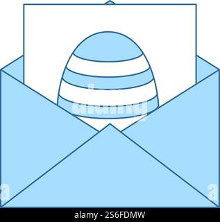 Envelop With Easter Egg Icon. Thin Line With Blue Fill Design. Vector Illustration. Stock Vector