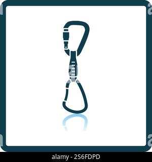 Alpinist Quickdraw Icon. Square Shadow Reflection Design. Vector Illustration. Stock Vector