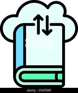 Interactive learning cloud book icon. Outline interactive learning cloud book vector icon for web design isolated on white background. Interactive learning cloud book icon, outline style Stock Vector