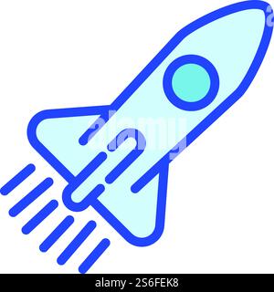 Flying space rocket icon. Outline flying space rocket vector icon for web design isolated on white background. Flying space rocket icon, outline style Stock Vector