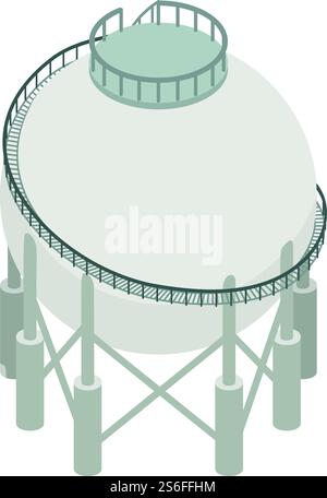 Big oil tank icon. Isometric of big oil tank vector icon for web design isolated on white background. Big oil tank icon, isometric style Stock Vector