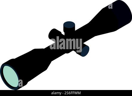 Sniper scope icon. Isometric of sniper scope vector icon for web design isolated on white background. Sniper scope icon, isometric style Stock Vector