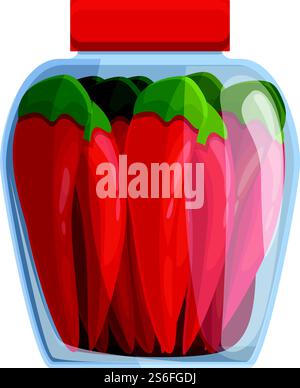 Pickled red peppers icon. Cartoon of pickled red peppers vector icon for web design isolated on white background. Pickled red peppers icon, cartoon style Stock Vector