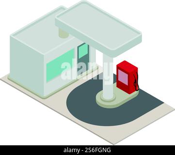Gas station icon. Isometric of gas station vector icon for web design isolated on white background. Gas station icon, isometric style Stock Vector