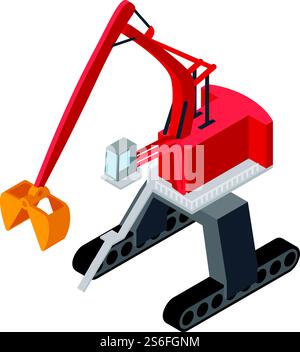 Port crane icon. Isometric of port crane vector icon for web design isolated on white background. Port crane icon, isometric style Stock Vector