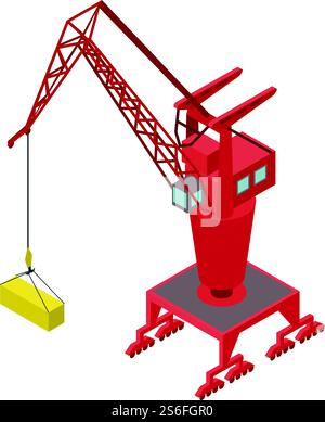 crane terminal with container isometric icon vector illustration Stock ...