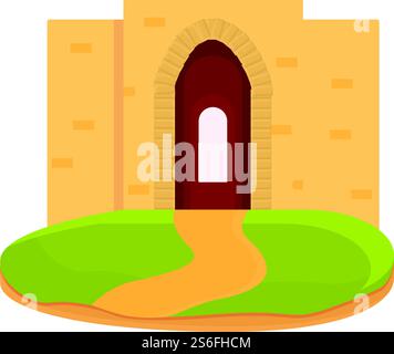 Castle tunnel icon. Cartoon of castle tunnel vector icon for web design isolated on white background. Castle tunnel icon, cartoon style Stock Vector