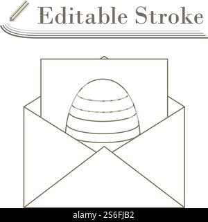 Envelop With Easter Egg Icon. Editable Stroke Simple Design. Vector Illustration. Stock Vector