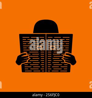 Newspaper Hole Icon. Black on Orange Background. Vector Illustration. Stock Vector