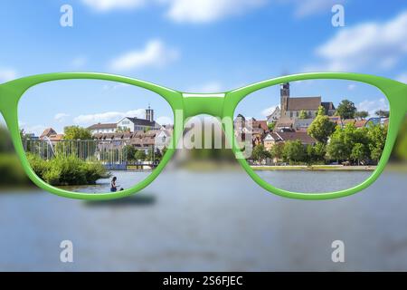 View through glasses sharp with glasses unsharp without glasses Stock Photo