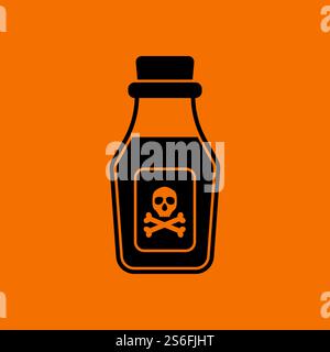 Poison Bottle Icon. Black on Orange Background. Vector Illustration. Stock Vector