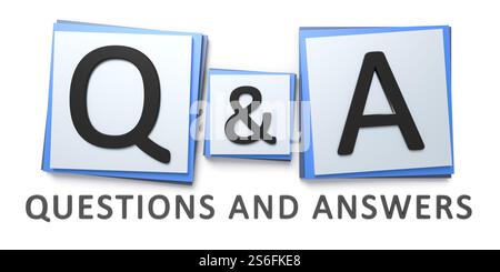 3d rendering of a questions and answers sign Stock Photo - Alamy