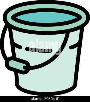 Water clean bucket icon. Outline water clean bucket vector icon for web design isolated on white background. Water clean bucket icon, outline style Stock Vector