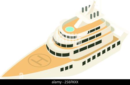 Helicopter ship icon. Isometric of helicopter ship vector icon for web design isolated on white background. Helicopter ship icon, isometric style Stock Vector