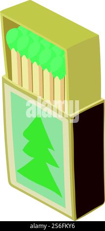 Hunting match box icon. Isometric of hunting match box vector icon for web design isolated on white background. Hunting match box icon, isometric style Stock Vector