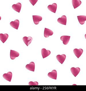 Seamless pattern with watercolor hearts. For romantic or Valentine's Day designs. Stock Photo