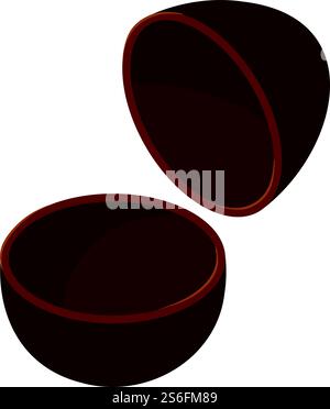 Chocolate eggshell icon. Isometric of chocolate eggshell vector icon for web design isolated on white background. Chocolate eggshell icon, isometric style Stock Vector