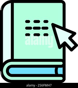 Interactive learning online book icon. Outline interactive learning online book vector icon for web design isolated on white background. Interactive learning online book icon, outline style Stock Vector