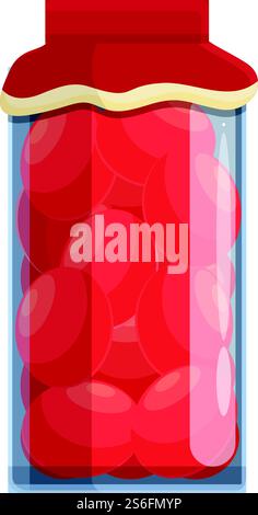 Tomatoes glass jar icon. Cartoon of tomatoes glass jar vector icon for web design isolated on white background. Tomatoes glass jar icon, cartoon style Stock Vector