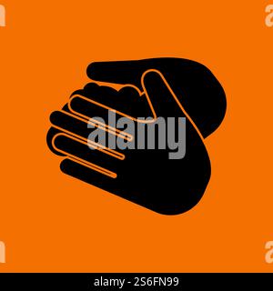 Hand Washing Icon. Black on Orange Background. Vector Illustration. Stock Vector