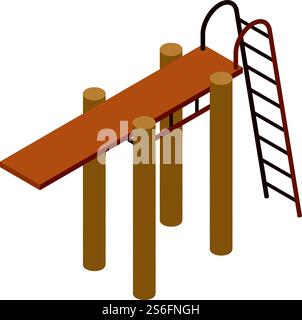 Diving board icon. Isometric of diving board vector icon for web design isolated on white background. Diving board icon, isometric style Stock Vector